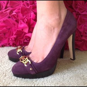 Michael Kors purple heels gold detail